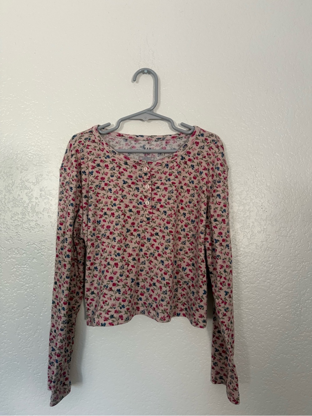 GAP Pink Floral Long Sleeve Henley